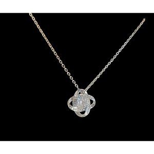 Crystal Knot Necklace Silver-tone Fashion Costume Jewelry 23"